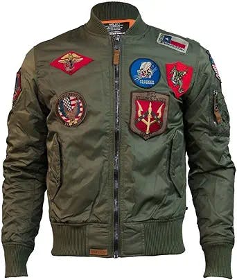 Top Gun® MA-1 Nylon Bomber Jacket with Patches - Fly High with Style