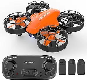 Mini Drones for Kids,PATIKUIN S100 RC Drone with Emergency Stop for over 8 years old Boys and Girls Beginners, Nano RC Helicopter Quadcopter with Auto Hovering 3D Flip Remote Control Headless Mode 3 Batteries Gift Choice for Boys and Girls