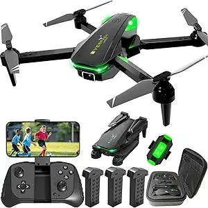 Oike Durable Drone with Camera 1080P for Adults Foldable RC Quadcopter, FPV Camera Drones for Adults and Kids, Boys Girls Adults Toys Gifts, 3 Battery Long Life, One Key Start, Altitude Hold, Stable Fly, Carrying Case, Easy Use, Super Fun