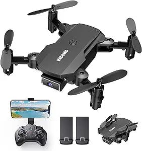 KIDOMO F02 Mini Drone with Camera - 1080P FPV Foldable Drone Gifts for Beginner Kids Support Voice/Gesture Control, 3D Flips, Headless Mode, One Key Start and 2 Batteries, BLACK