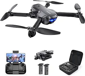 TOMZON T4W Drone with Camera for Adults - 120° Long Range 2K Camera Drone with Carrying Case, Foldable FPV Drone for Beginner/Adults, One Key Start/Altitude Hold, RC Quad Air drone with Circle Fly/Gravity Mode, 2 Batteries 36 Mins