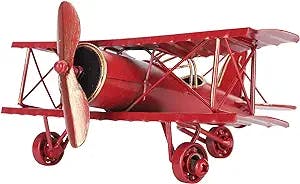 Qinlorgo Retro Airplane Model, Red Metal Plane Model Aeroplane Model Toy, 21.1 X 18 X 7.7cm Highly Simulated Flying Toys, for Decoration, Gift