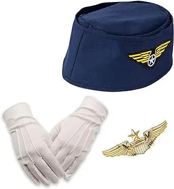 Tigerdoe Stewardess Hat – Flight Attendant Costume – Air Hostess – Cabin Crew – 3 Pc – Women’s Costumes