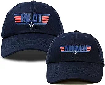 DALIX Father Son Pilot and Wingman Matching Hat Set Embroidered Baseball Cap