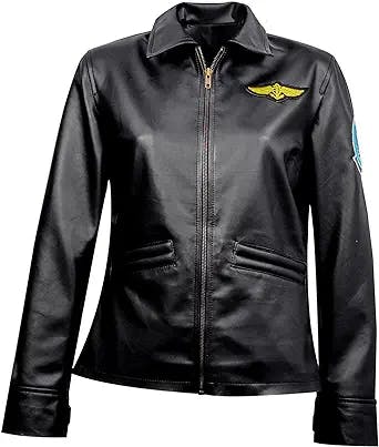 Women’s Top Charlotte Gun Bomber Leather Jacket |Women's Kelly Flight Aviator Mac Gillis Black Jacket