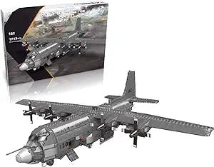 QXB AC130 Gunship Airplane Model Kits, C130 / C 130 Hercules Military War Plane (1713 PCS) Army Building Blocks for Teens and Experts