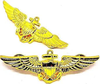 USN US NAVY Pilot Aviator Aviation Wing Badge GOLD PLATED Pin Insignia Regulation Size 3"
