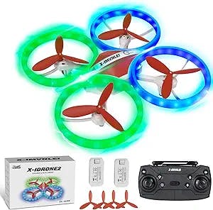 X2 Drones for Kids big size Drone for Beginners with Light RC Drones with Altitude Hold,Quadcopter with 1-key Land, 3 Speed Modes, 360° Flip, 2 Batteries,Gifts Toys for Boys and Girls,X-IMVNLEI