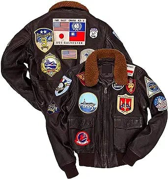 Max Fashion Brown Bomber Leather Jacket - Tom Cruise USAAF Flying G1 Aviator Pilot Removable Fur Collar Jacket
