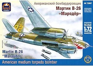 B26 Marauder Model Airplane Kit 1/72 Scale - Bomber Martin B-26 American WWII Aircraft - Russian Military Model Kits with Assembly Instructions in Russian Language