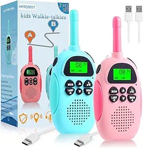 Walkie Talkies for Kids: 2 Pack Rechargeable Kids Walkie Talkies, Long Range 22 Channels 2 Way Radio Kids Christmas Toy Gift for 3-12 Year Old Boy Girl Toddlers