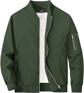 MAGCOMSEN Men's Jacket Lightweight Windbreaker Bomber Jacket Windproof Casual Jacket Zip Up Coats Outwear with 5 Pockets