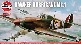 Airfix Vintage Classics Hawker Hurricane MK I 1:24 WWI Military Aviation Plastic Model Kit A14002V