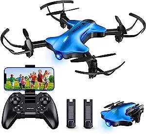 Drone with 1080P HD Camera for Adults, DROCON Spacekey Remote Control Drone for Kids Beginners, Drones Quadcopter with WiFi FPV Live Video, Foldable Drones with Gravity Control, One-key Return, 2 Batteries, 3 Speed Modes