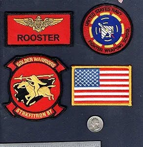 Army Patches USA - Bradley Rooster Bradshaw TOP Gun Maverick VFA-87 US Squadron Patch Set of 4