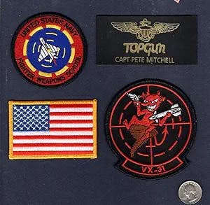 Army Patches USA - Captain Pete Maverick Mitchell TOP Gun Movie VX-31 BLK Squadron Patch Set
