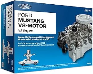 Ford 1965 Mustang V8 Engine Model Kit - Working Model Motor with Collector's Handbook