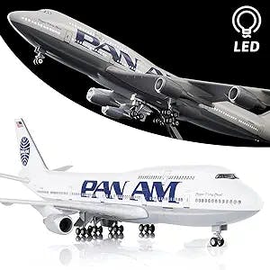 Lose Fun Park 1:150 Scale Large Model Airplane Pam an Boeing 747 Plane Models Diecast Airplanes with LED Light for Collection or Gift