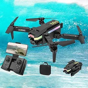 Drone with 4k HD Wide Angle Camera for Kids Adults Beginners, Foldable WIFI FPV Drone with Dual Camera Quadcopter Six-axis Gyroscope, Toys Gifts for Boys and Girls