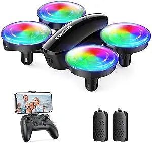 Tomzon A23W Drone with Camera 1080P, Mini LED Kids Drone with Throw to Go, High Speed Rotation and 3D Flip, Drone for Kids Adults with Circle Fly, Gravity Sensor, 3 Speeds, 2 Batteries