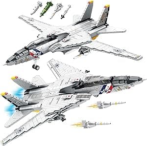 HI-REEKE F-14 Jet Fighter Plane Tomcat Military Building Set for Adult, Army Model Jet Fighter Plane 1:34 (Compatible with Lego) -1600 PCS…