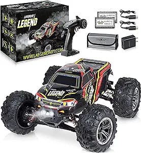 LAEGENDARY Fast RC Cars for Adults and Kids - 4x4, Off-Road Remote Control Car - Battery-Powered, Hobby Grade, Waterproof Monster RC Truck - Toys and Gifts for Boys, Girls and Teens Black - Red