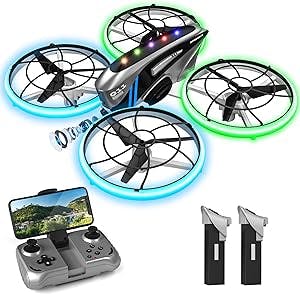 HASAKEE RC Drone for Kids Adults with HD FPV Camera,Cool Toys Gifts for Boys Girls,Hobby RC Quadcopter Skyquad with Cool LED Light,Full Protect Guards and Long Flight Time,Q11 Durable for Beginners