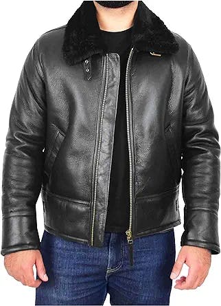 Divergent Retail DR168 Men's Top Gun Style Sheepskin Jacket Black