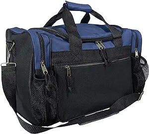 DALIX 17" Duffle Travel Bag with Dual Front Mesh Pockets in Navy Blue
