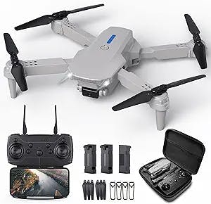 Hilldow Drone with 1080P Camera for Adults and Kids, Foldable FPV Remote Control Quadcopter with Headless Mode, Gestures Selfie, Altitude Hold,3D Flips, Video Transmission, 3 Batteries