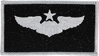 Senior Pilot Wings Patch Full Color (Silver on Black)