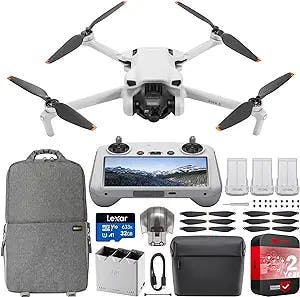 DJI Mini 3 Camera Drone 4K HDR Quadcopter with RC Smart Remote Controller + Fly More Kit with Extended Protection Bundle with Deco Gear Backpack + Accessories