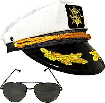 Captain Hat Sailor Hat Navy Yacht Boat Tropical Hawaiian Flower Cap Party Favors Costume Accessories Women Men
