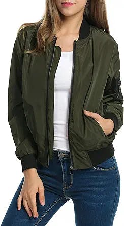 Zeagoo Womens Bomber Jacket Spring Casual Jackets Lightweight Zip Up Jacket Coat Windbreaker Outwear