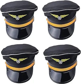 Yewong 4 Pieces Pilot Hat Pilot Costume Accessories for Adults and Teens Captain Halloween Party Cosplay Supplies