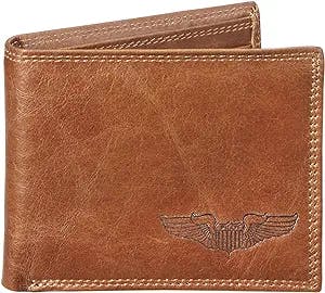 Debossed Pilot Wings Genuine Leather Wallet Gifts for Pilot Aviation Airplane