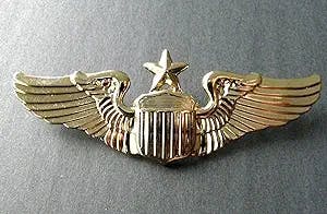 USAF Air Force Senior Pilot Wings Lapel Pin Badge 3 Inches Gold Colored