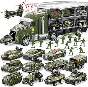 Get Ready to Conquer with JOYIN 25 in 1 Green Military Big Truck Toys!