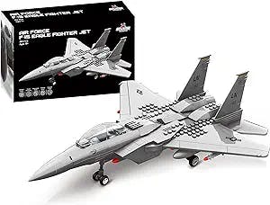 Apostrophe Games Fighter Jet Building Block Set – 227-Pcs F-15 Eagle Fighter Jet Building Toys Set – Building Block Plane Toy for Kids Older Than 10 and Adults – Compatible with All Building Bricks