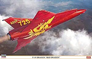 Hasegawa 1/48 Scale F-35 Draken Red Draken - Plastic Model Building Aircraft Kit, Item # 07495