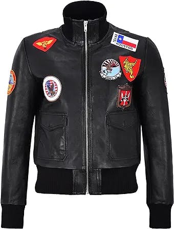 Carrie CH Hoxton Topp Gun Ladies Badges Jet Fighter Navy Air Force Pilot Fashion Bomber Style Leather Jacket TOP GUN
