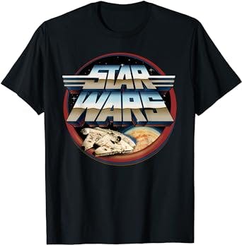 The Force Awakens with the Star Wars Falcon Retro Slant Logo Pilot Wings Ro