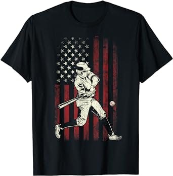 American Flag Baseball Team Gift for Men Boys T-Shirt