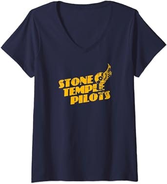 Womens Stone Temple Pilots - Tire Wings Logo V-Neck T-Shirt