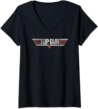 Womens Top Gun Classic Logo V-Neck T-Shirt
