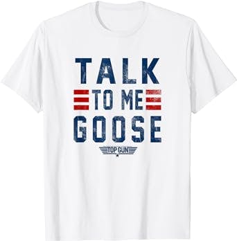 Fly High with Top Gun Talk To Me Goose Distressed Text T-Shirt